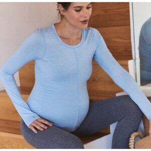 NWT $60 FP Movement x HATCH Maternity Right On Run Layer XS Blue Bell Shirt Top